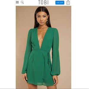 Tobi Tell Em Green Wrap Dress